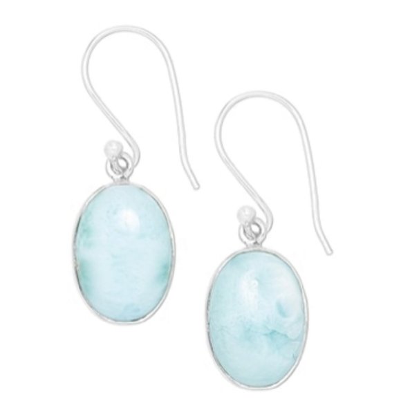 BNIB 10mm Larimar + Sterling Silver Earrings - Picture 4 of 5